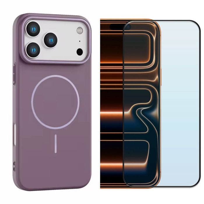 Husa Magsafe Catifea + Folie Sticla 6D/Privacy Iphone  17/AIR/PRO/MAX