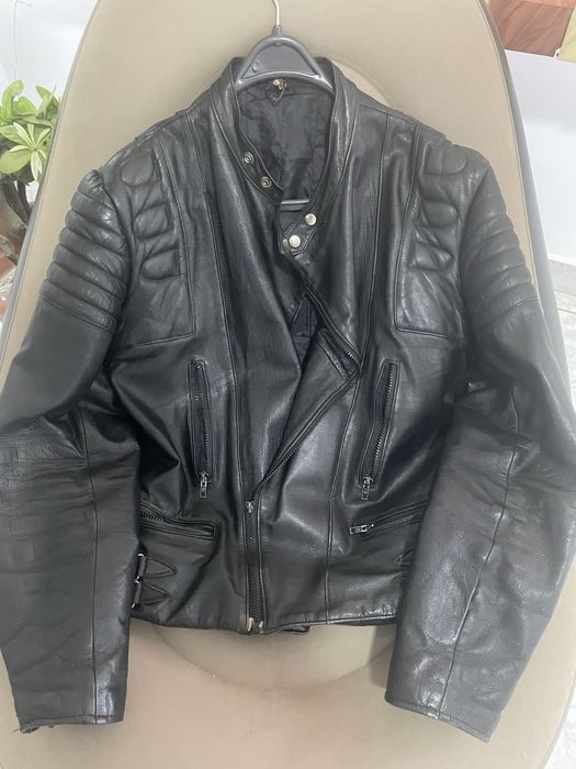 Geacă moto din piele naturală neagră – stil biker