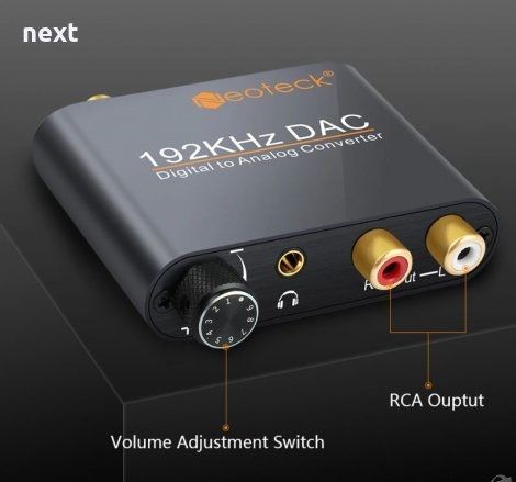 Висококачествен цифрово - аналогов аудио DAC с оптичен вход + Гаранция