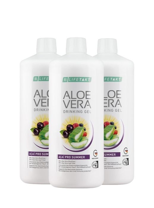 Aloe Vera Гел за пиене Açaí Pro Summer, троен комплект