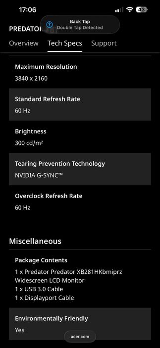 Monitor Gaming Acer Predator 4K