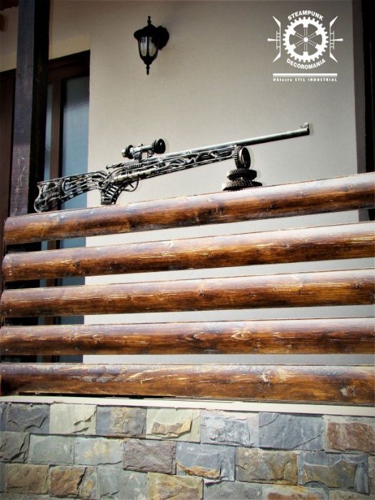 Arma de vanatoare.Sculptura decorativa stil industrial hand made.