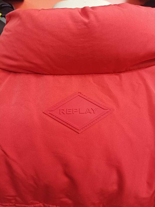 Оригинално дамско яке Replay XS S ново зимно червено пухено