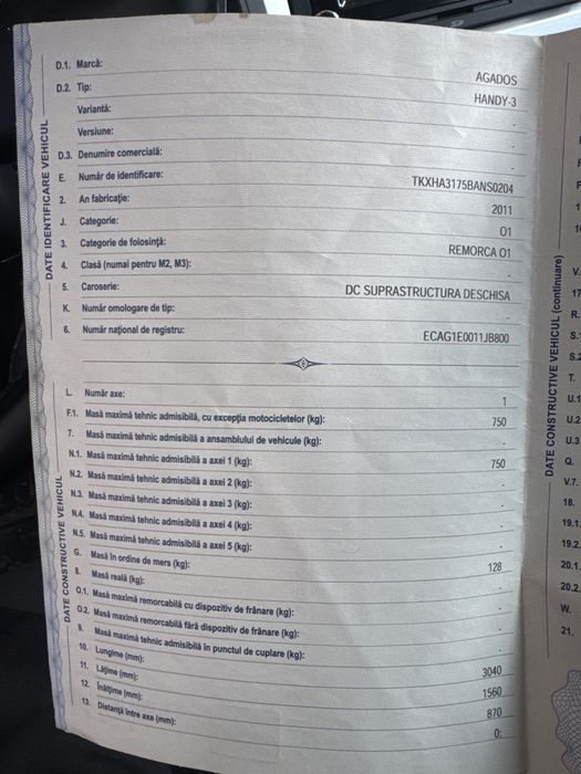 Remorca  Handy 750 kg