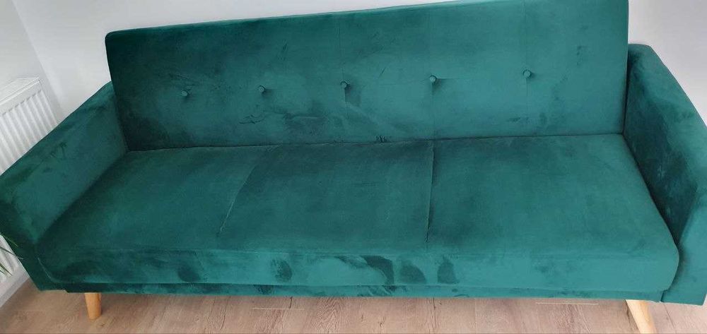 Canapea extensibila catifea verde