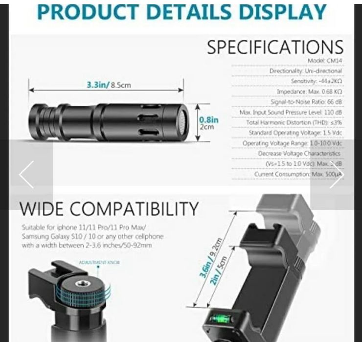 Микрофон Neewer + Държач за телефон. Стабилизатор. Камера. Влог.