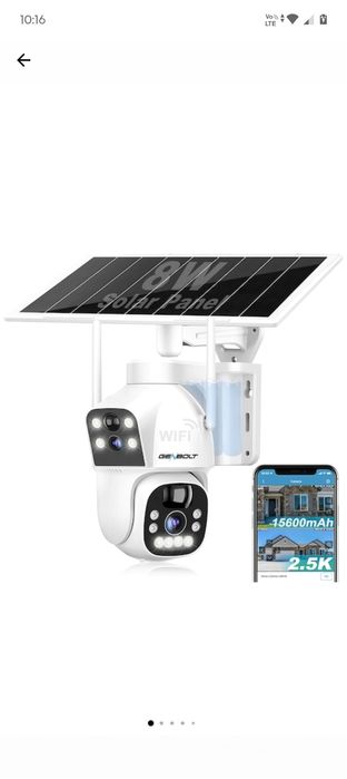 Camera de supraveghere duble Cu panouri Solare GENBOLT®, 4MP, 2.5K,