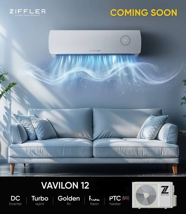 Konditsioner ZIFFLER INVERTOR 12 tali 3 yil garantiya 
3 yil garantiya
