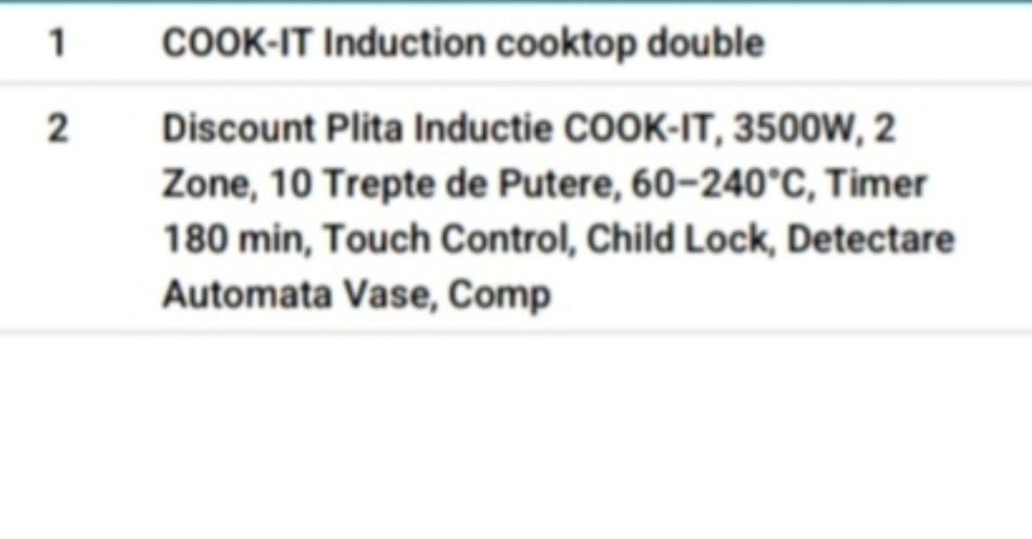 Plita inducție dubla  Cook It noua