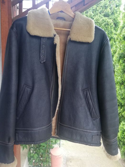 Geaca piele bărbati Aviator Banhof L-Xl cu blana