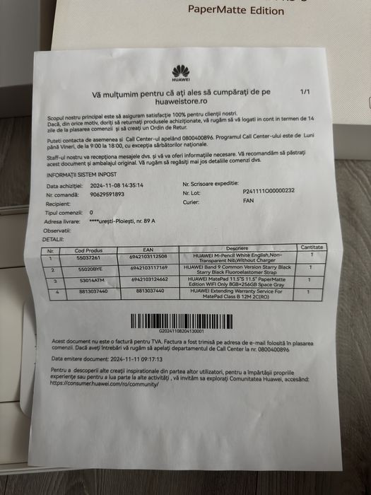 Huawei Matepad 11.5”S PaperMatte Edition