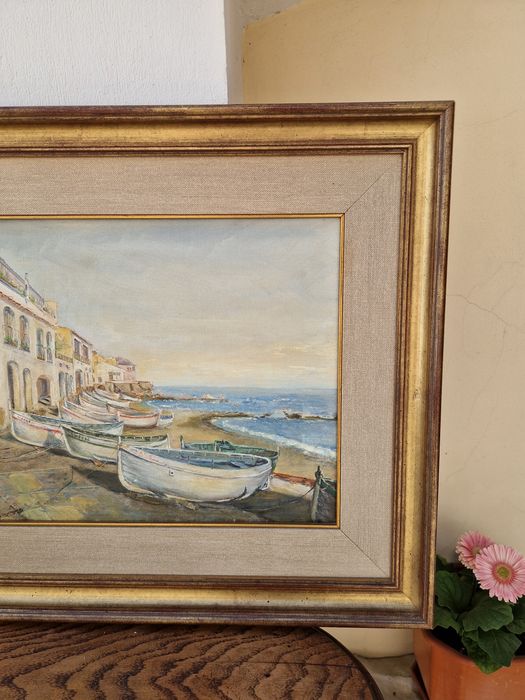 Страхотна антикварна авторска картина масло върху платно