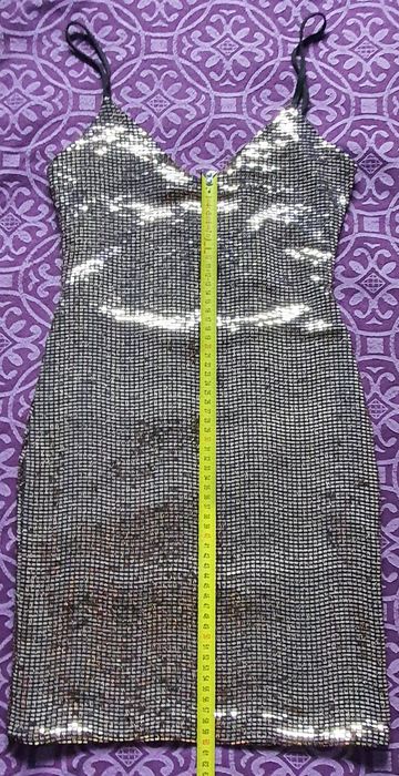 Rochie mini metalică Bershka, spate gol, mărimea S