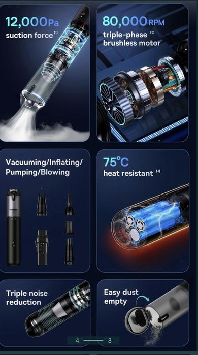 Avto Pilesos Baseus A3 Lite Беспроводная Автопылесос