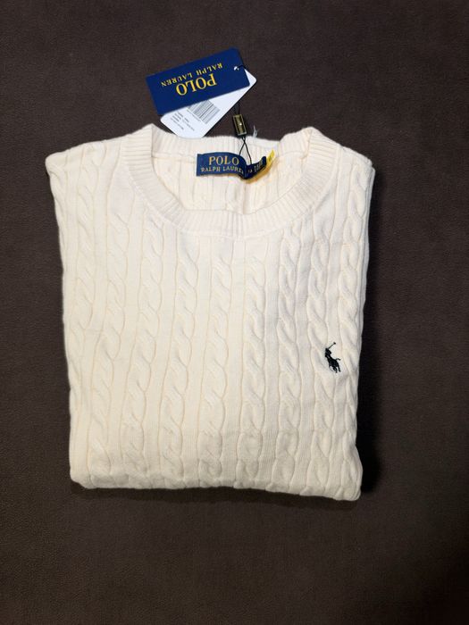 Pulover Polo Ralph Lauren Cable-Knit Alb / Cream - Nou cu Etichetă