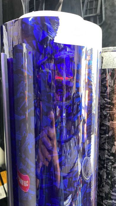 Folie colant Albastru holografic - insertie metalica in el bubble free