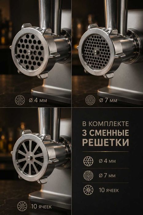 Мясорубка BELTOP, мощность 1800Вт, производительность 3кг/мин