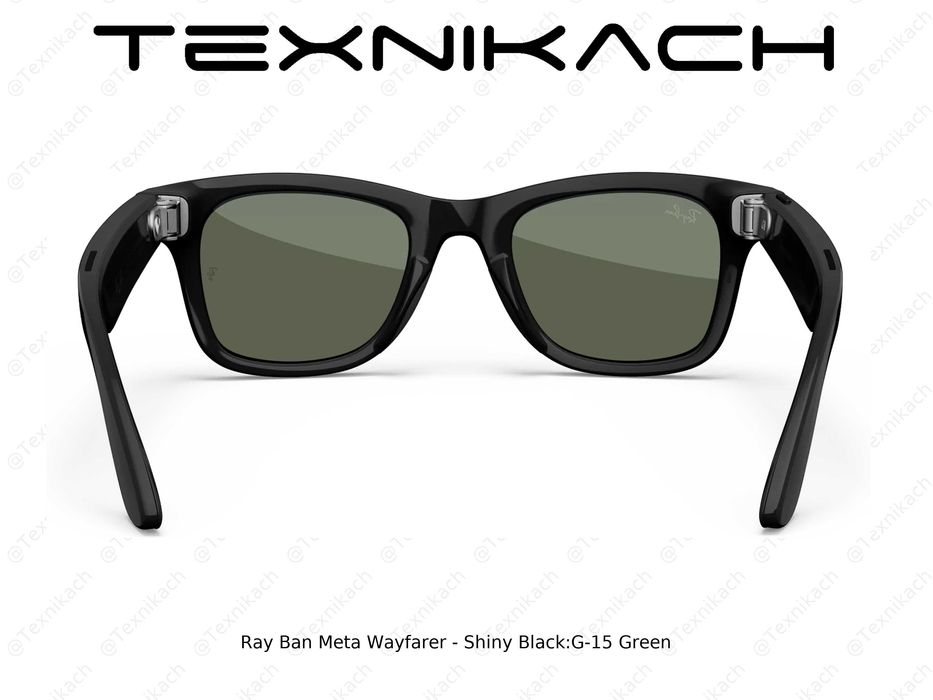 Новый •  Ray Ban Meta Wayfarer - Shiny Black G-15 Green • Доставка