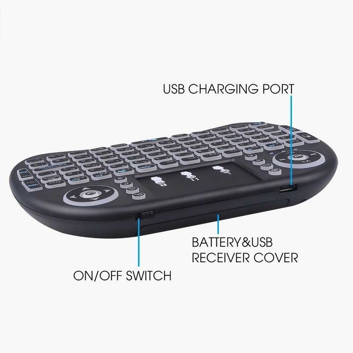 Air Mouse Wireless cu Control prin Voce, Mini Tastatura Iluminata RGB (NOU)