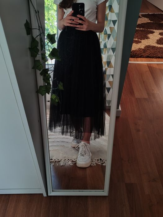 fusta maxi neagra Shein