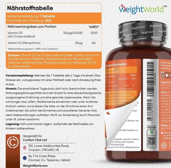 Vitamin D3-4000 IE and K2-100 µg витамин Д3 + К2