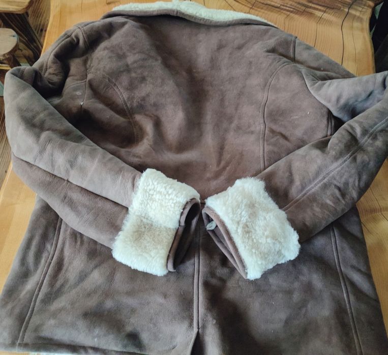 Мъжко кожено палто/яке/кожух Shearling/Винтидж естествена агнешка кожа   пилотско размер 52/54/XL/2Х