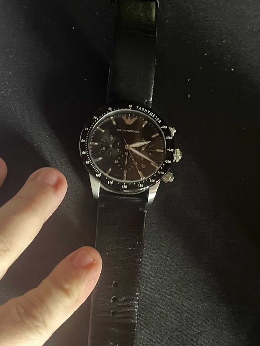 Ceas Conograf Emporio Armani cu curea neagra