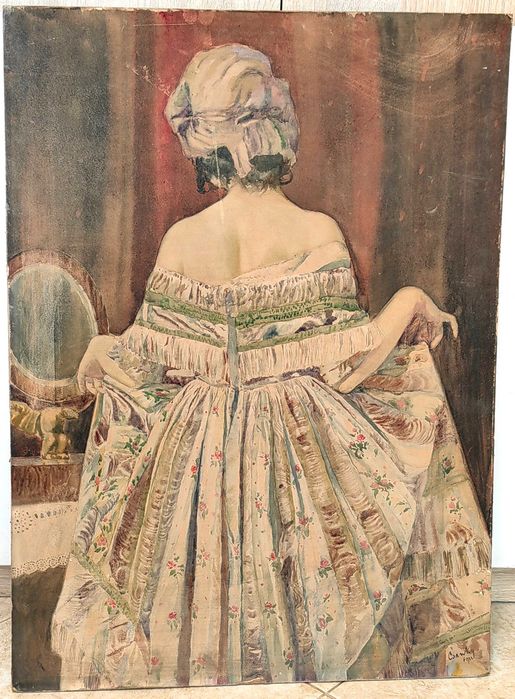 Старинна Картина от 1921 г. на Стар Румънски Художник