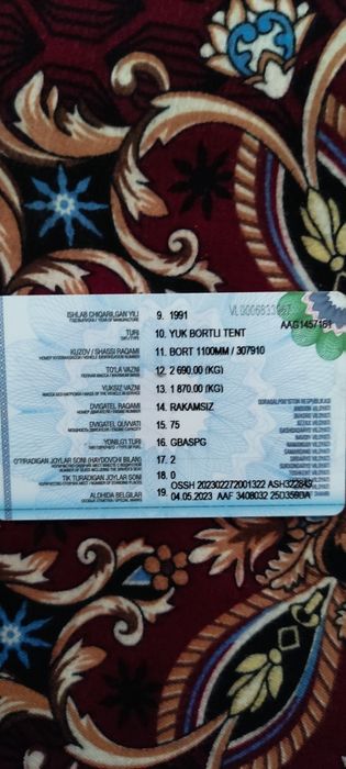 Уаз 1991-йил холати уртача