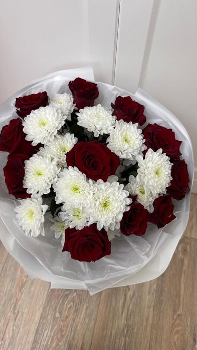 Цветы,роза и хризантема