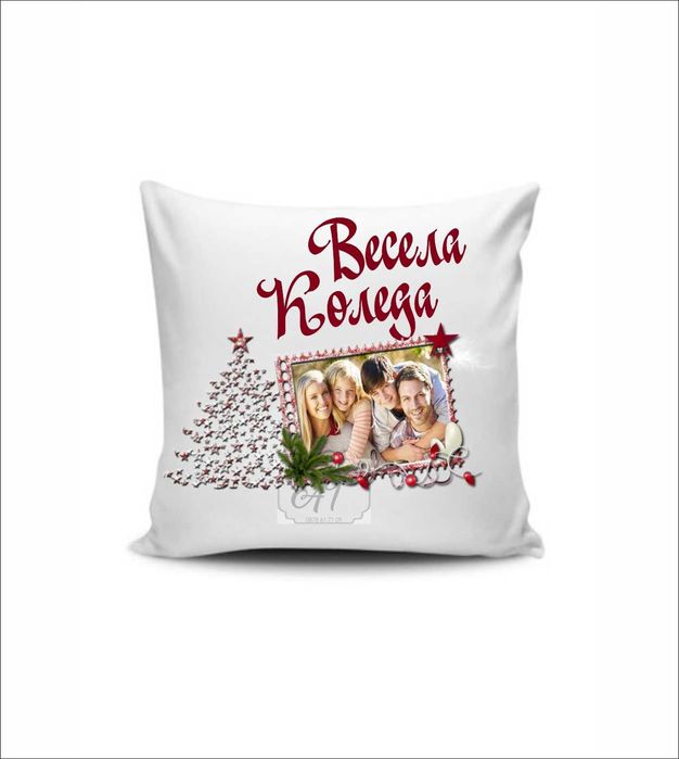 Коледна възглавница със снимка