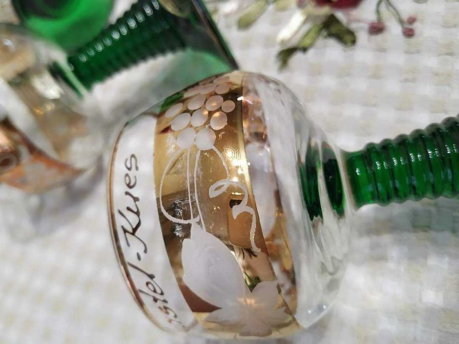 Luminarc Romer - France нови  6 бр златни чаши ръчно гравирано стъкло