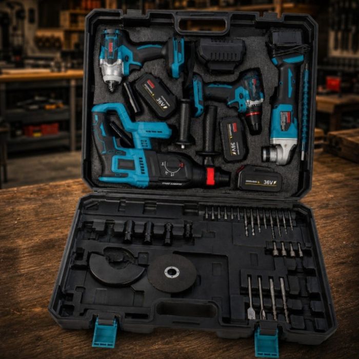 Комплект акумулаторни инструменти BOXER BX-187 4в1 + ПОДАРЪК многофункционална работна чанта