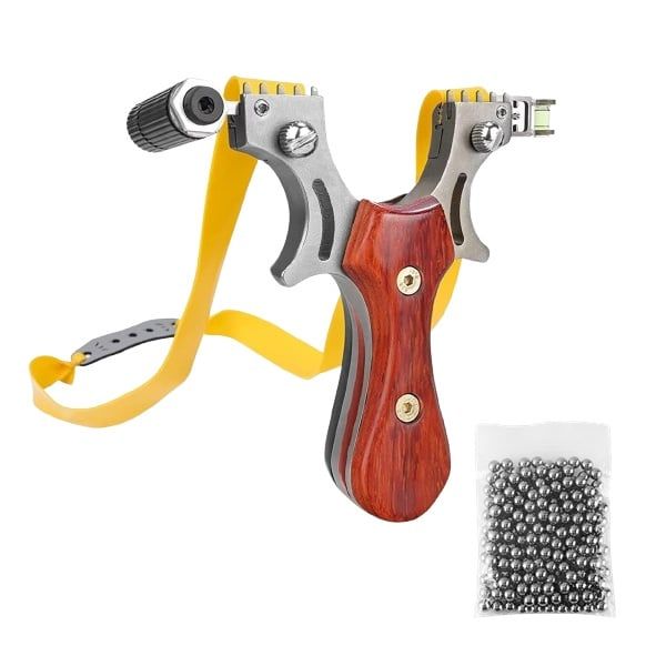 Set prastie cu laser si 100 bile metalice 11.5 cm, boloboc, maner lemn