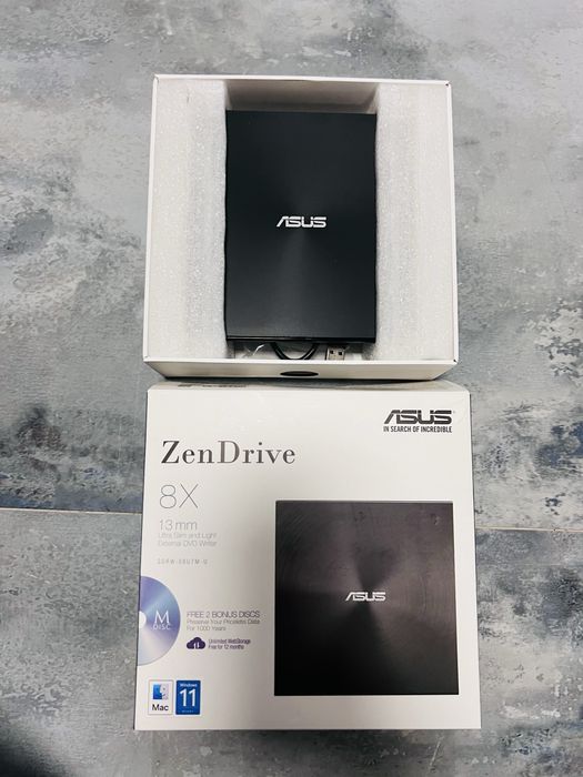 Външно оптично устройство Asus SDRW-08U7M-U ultraslim 8X DVD записващо writer, Black