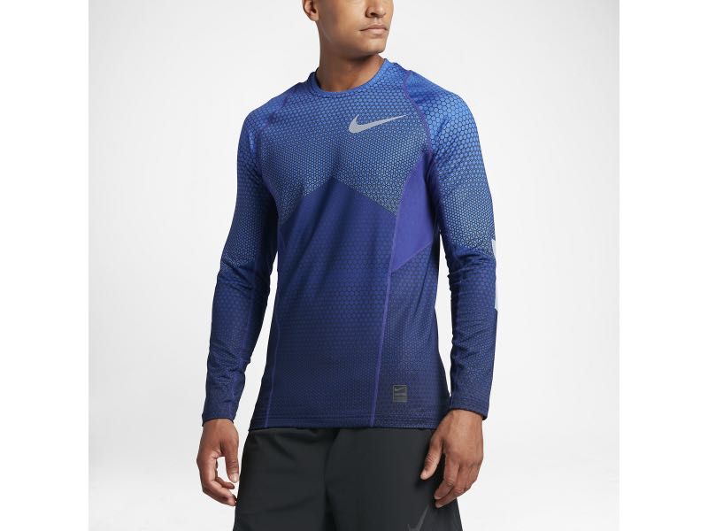 НОВА синя фланела блуза горнище екип NIKE PRO HYPERWARM размер L САЩ