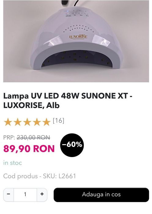 Lampa UV LED 48W  LUXORISE, manichiura