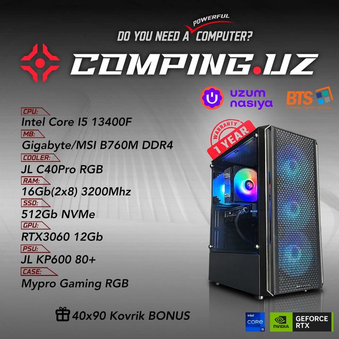 i5- 13400F / 16GB(2x8) 3200MHz / 512GB NVMe / RTX3060 12Gb