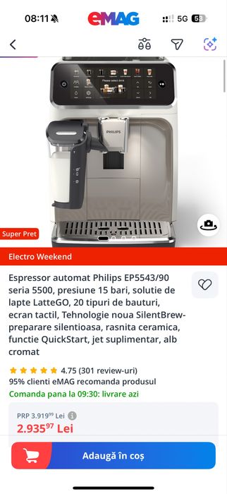 Espressor automat Philips EP5543/90 seria 5500