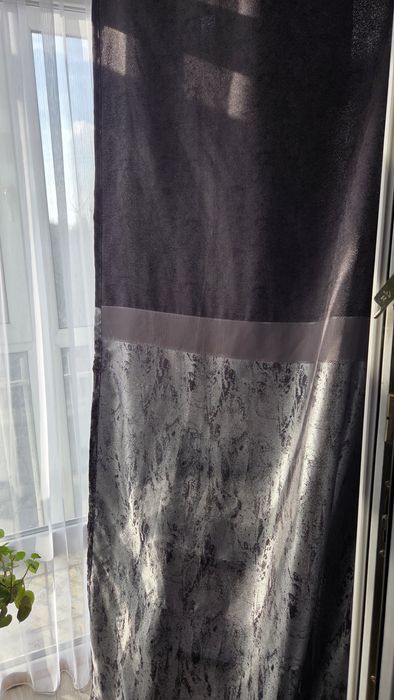 Шторы черно- серые, однослойные