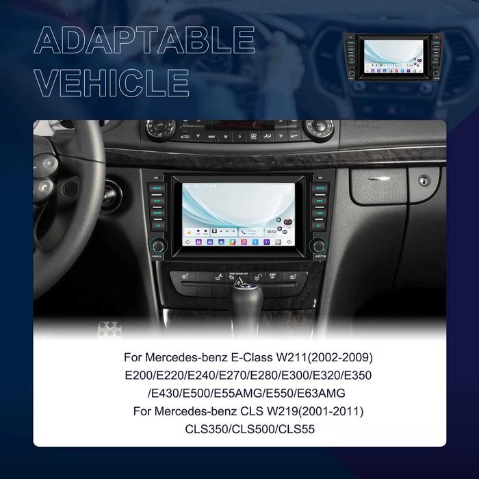 Мултимедия Mercedes E Class Двоен дин Мерцедес W211 Е320 Android CLK Е