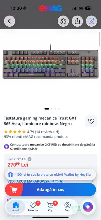 Tastatura gaming Trust GXT 865 Asta
