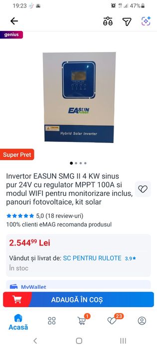 INVERTOR  EASUN  4KW  nou cu Garanție