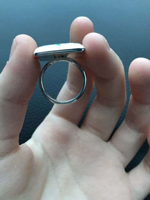 Inel portelan și argint suflat cu platină pictat manual Copacul Vietii