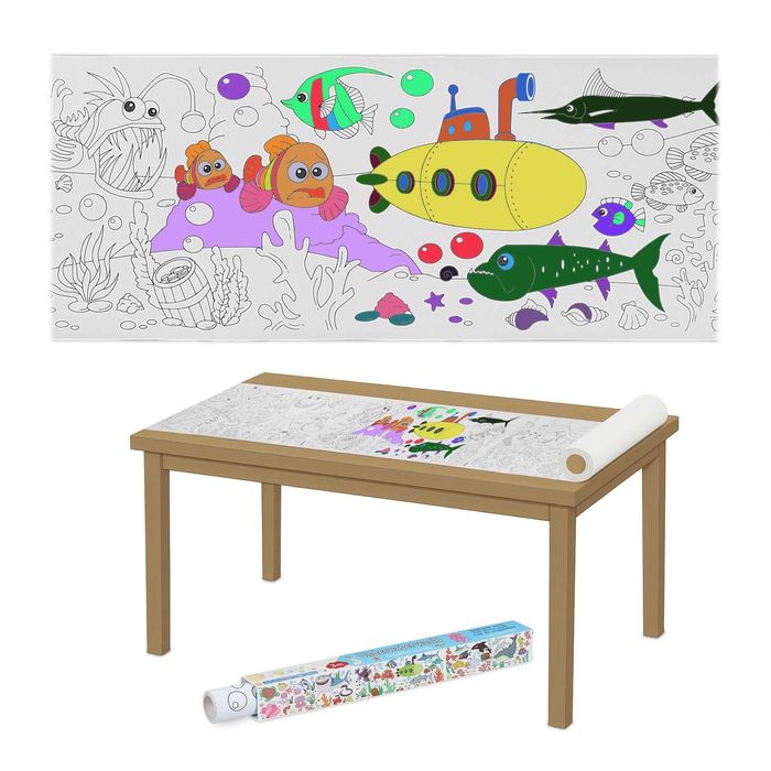 Rola hartie de colorat pentru copii XXL autoadeziva Sea Life 300x38 cm