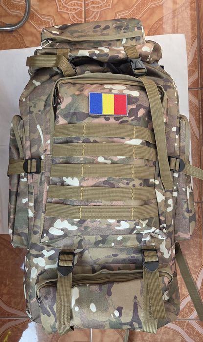 Rucsac Militar Tactic /80 l Verde Camuflaj, Negru,Multifuncțional, Drumeti,Nou