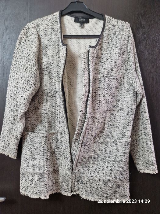 Jacheta alb/negru XL, Ie alb/negru, 46/48 bumbac /lame