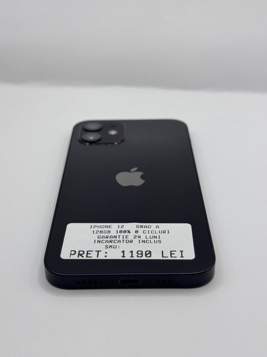 Iphone 12 Negru 128GB 100% Grad A Garantie Rate - zonemag.ro