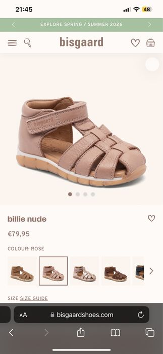 Sandale copii din piele Bisgaard Billie culoare bej (nude) marimea 27 interior 17,1 cm