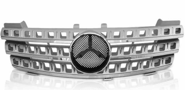 Решетка за Mercedes ML W164 (2005-2008) -хром/черна с хромлайсни.